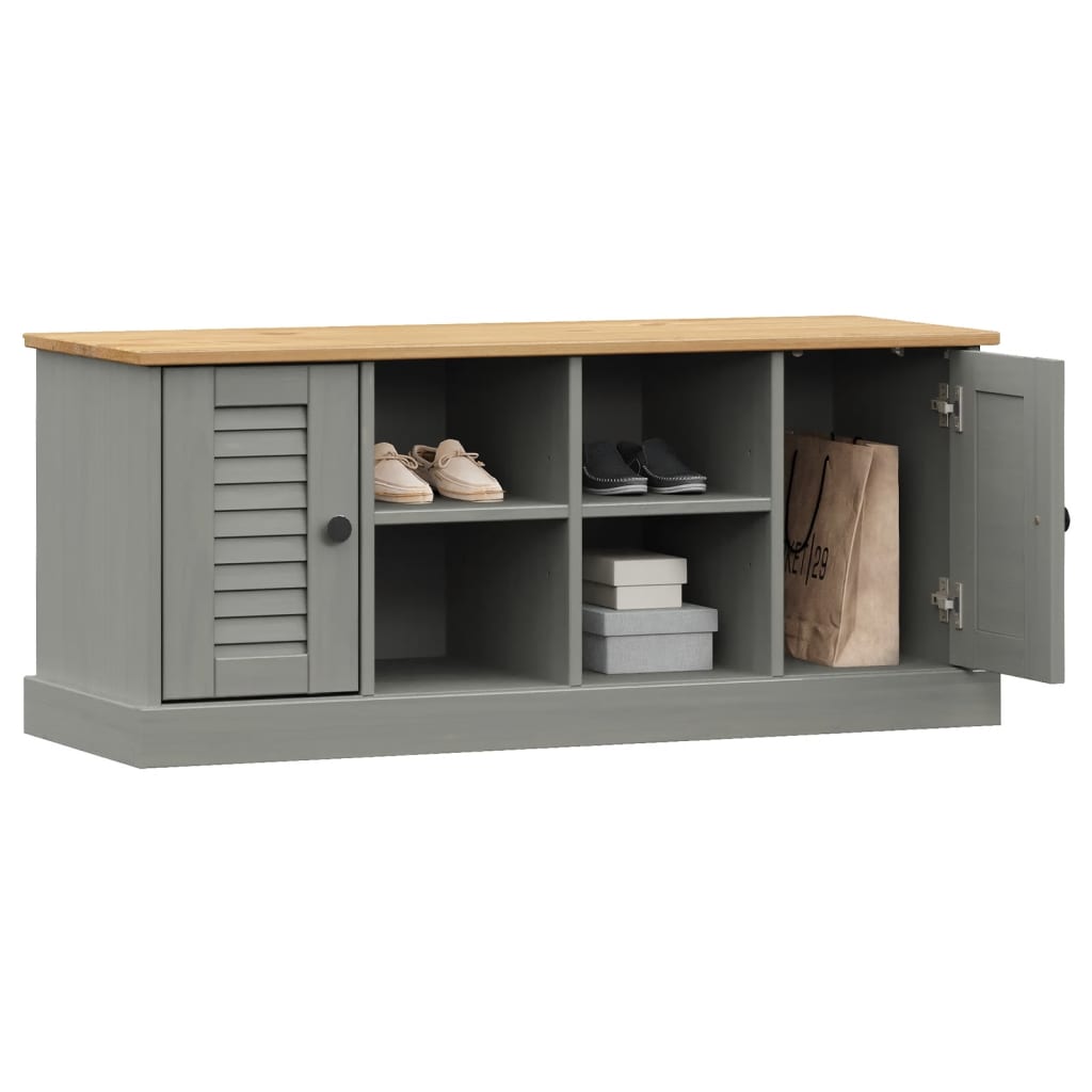 Solid Wood Pine Shoe Bench VIGO Grey 106x35x45 cm - Stylish & Durable