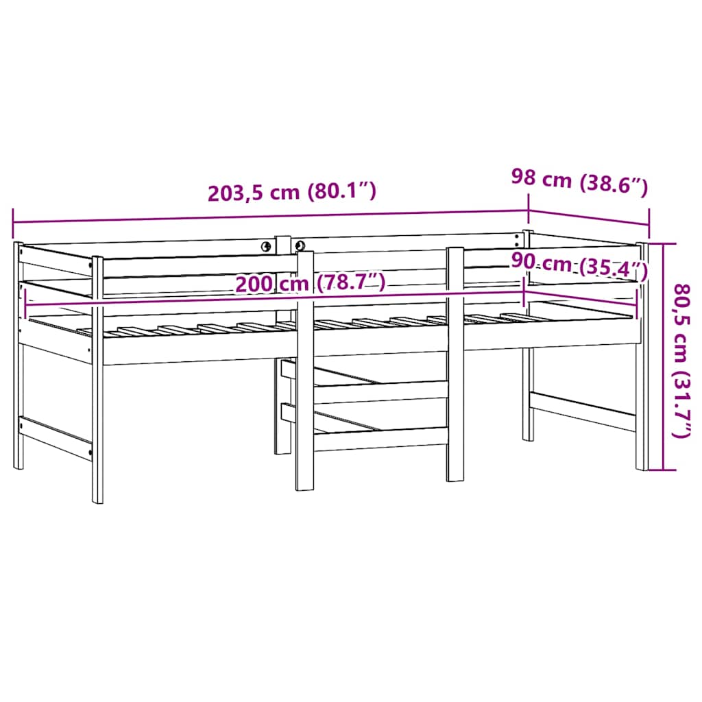 Solid Pine Wood Bed Frame 90x200 cm - Durable & Stylish Design