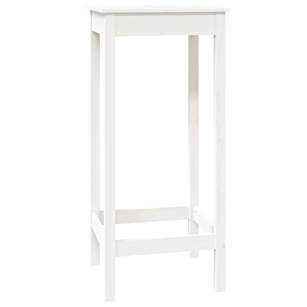 Solid Pine Wood Bar Table - White, 50x50x110 cm