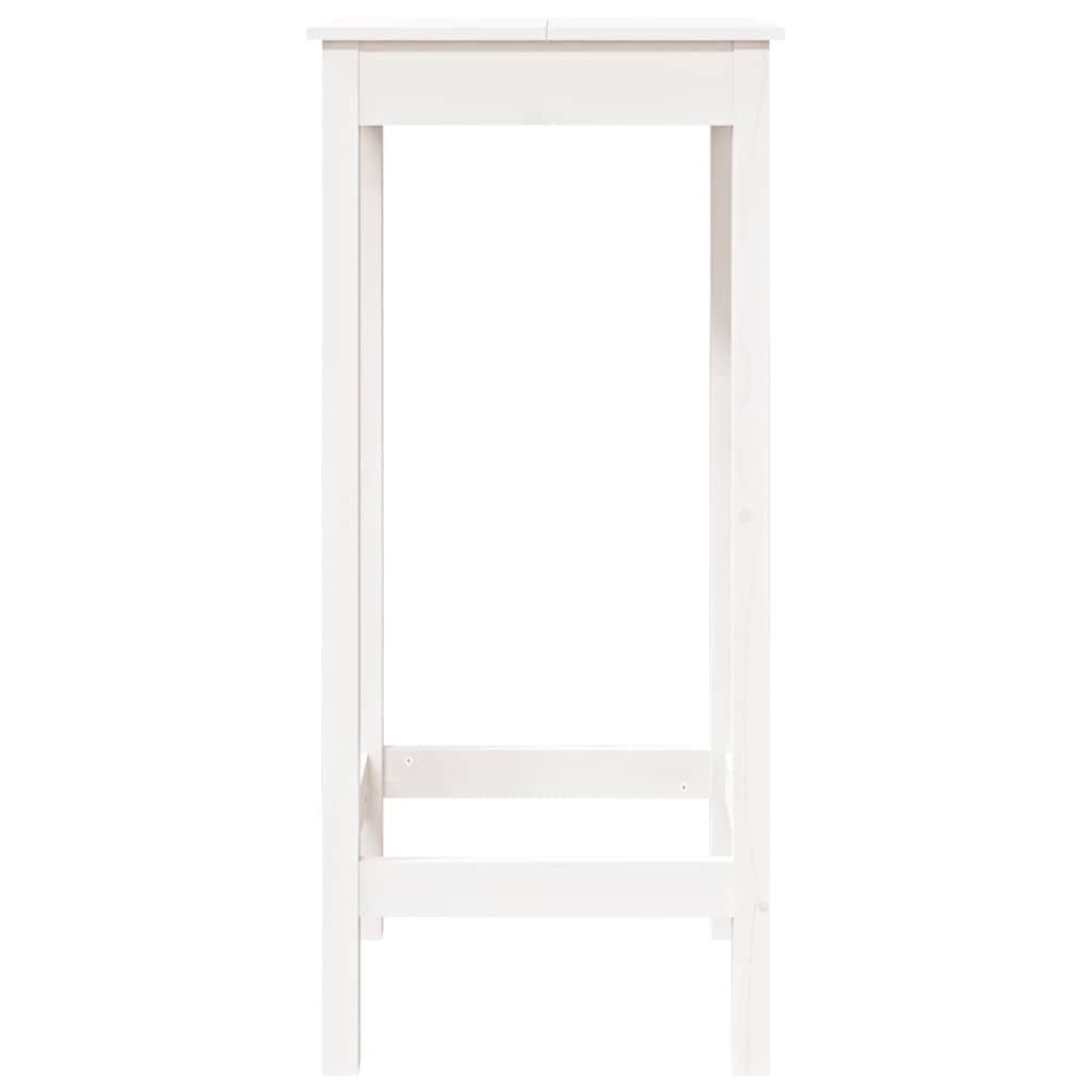 Solid Pine Wood Bar Table - White, 50x50x110 cm