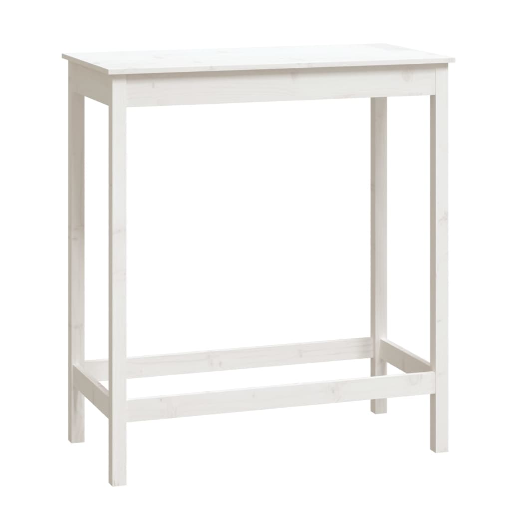 Solid Pine Bar Table in White 100x50x110 cm - Elegant Dining Solution