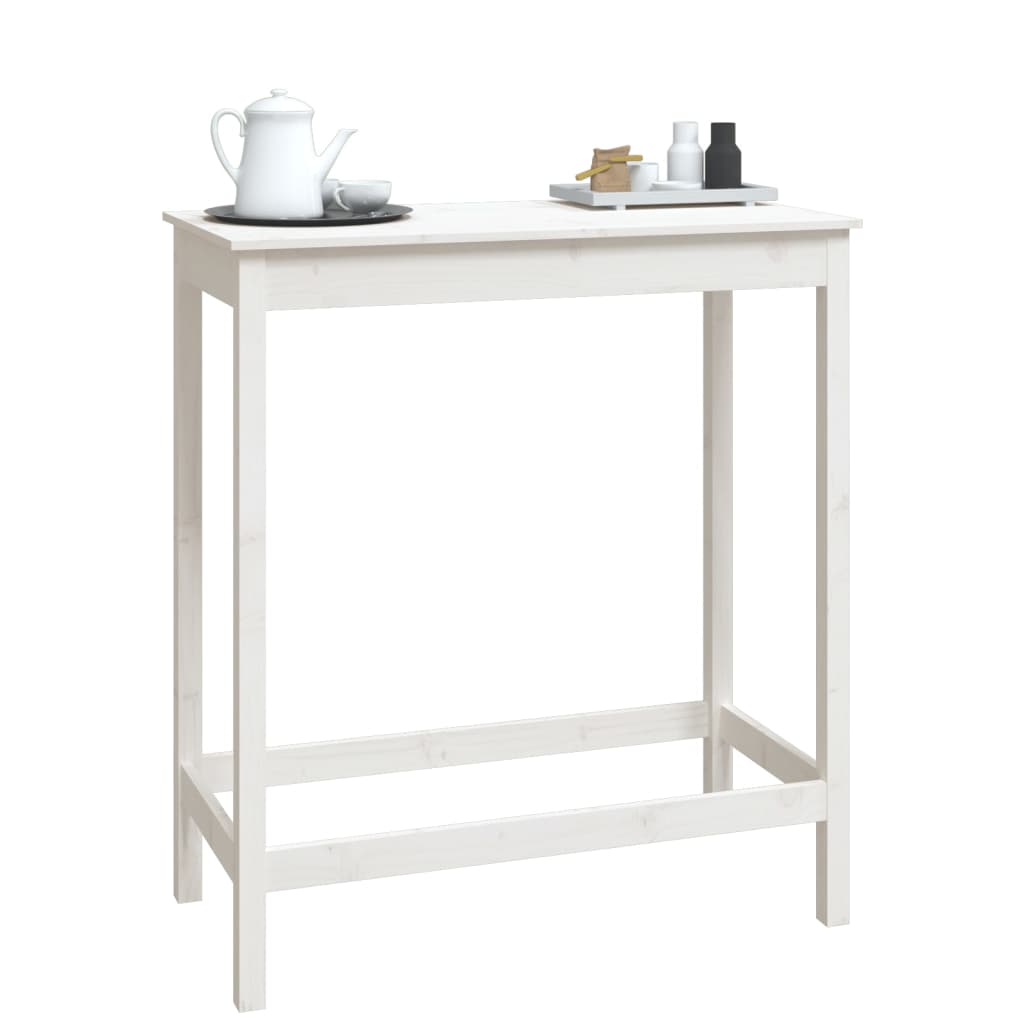 Solid Pine Bar Table in White 100x50x110 cm - Elegant Dining Solution