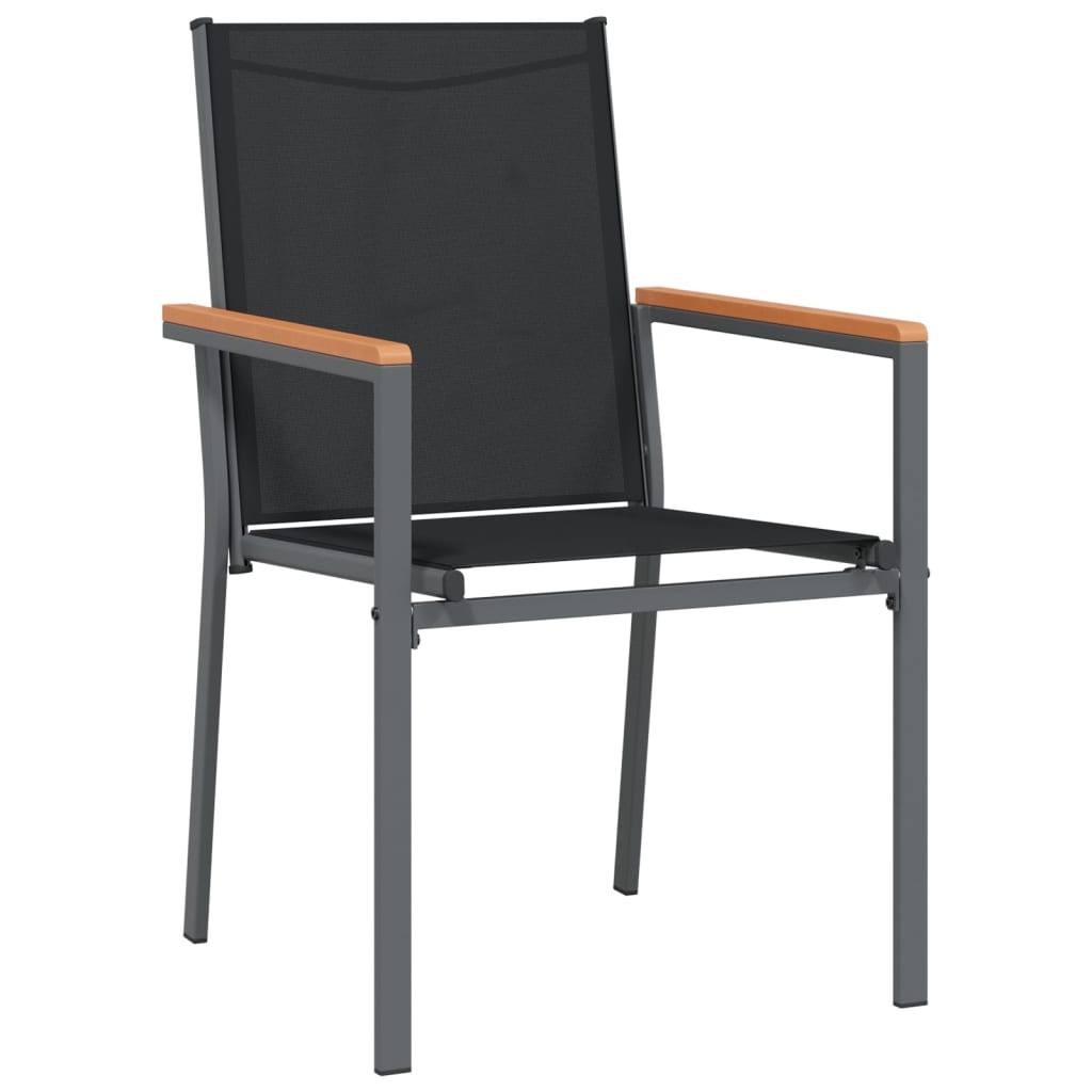 4-Piece Black Steel Garden Chairs Set, Textilene, 55x61.5x90 cm