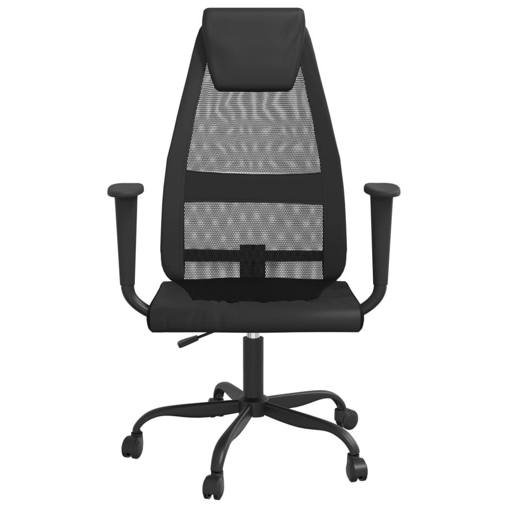 Ergonomic Office Chair - Black Mesh & Faux Leather Design