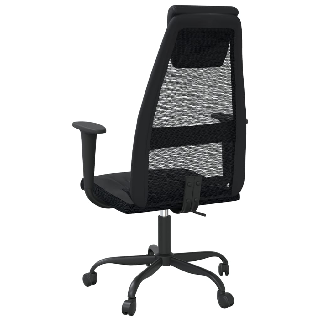 Ergonomic Office Chair - Black Mesh & Faux Leather Design