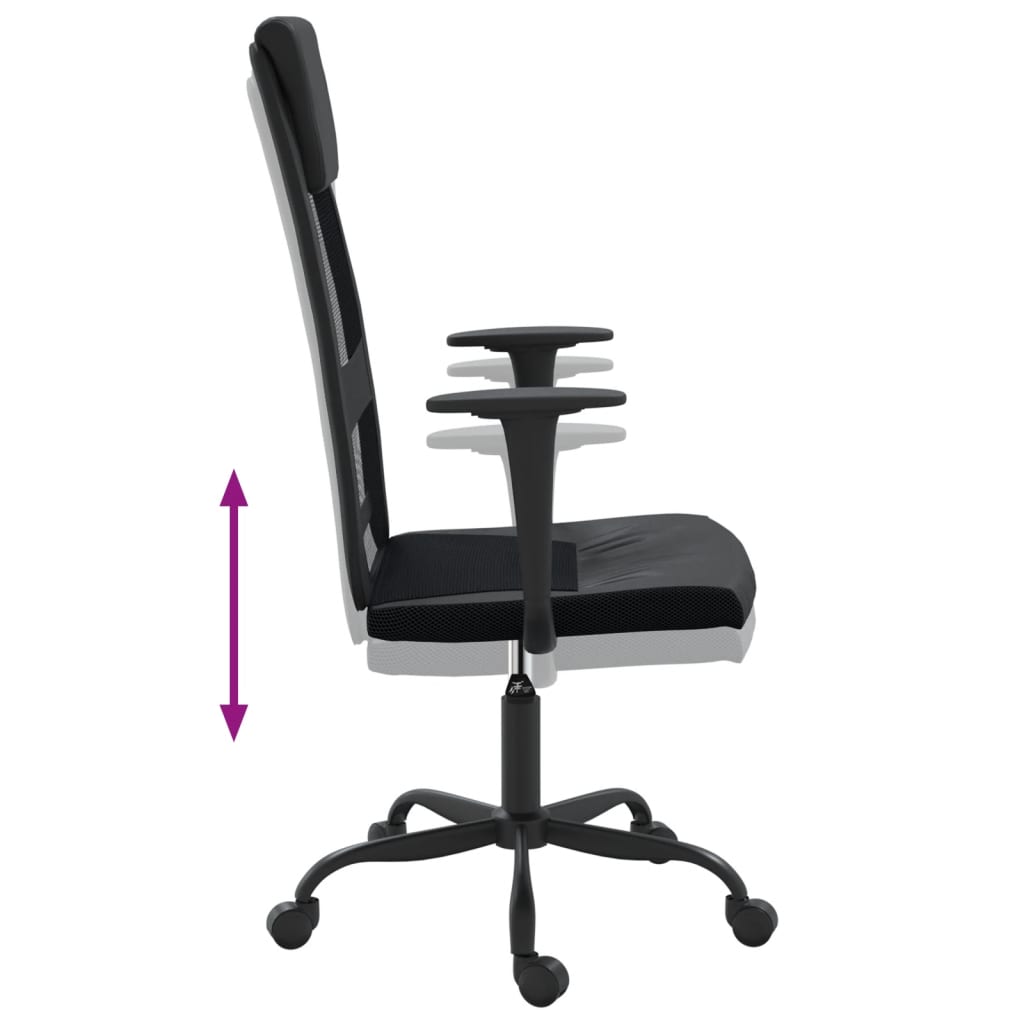 Ergonomic Office Chair - Black Mesh & Faux Leather Design