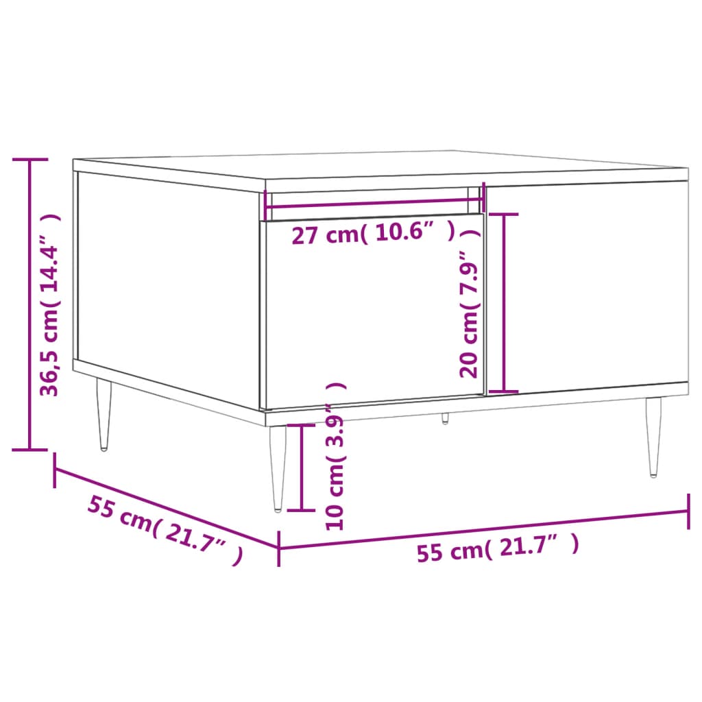 Coffee Table Sonoma Oak 55x55x36.5 cm Engineered Wood