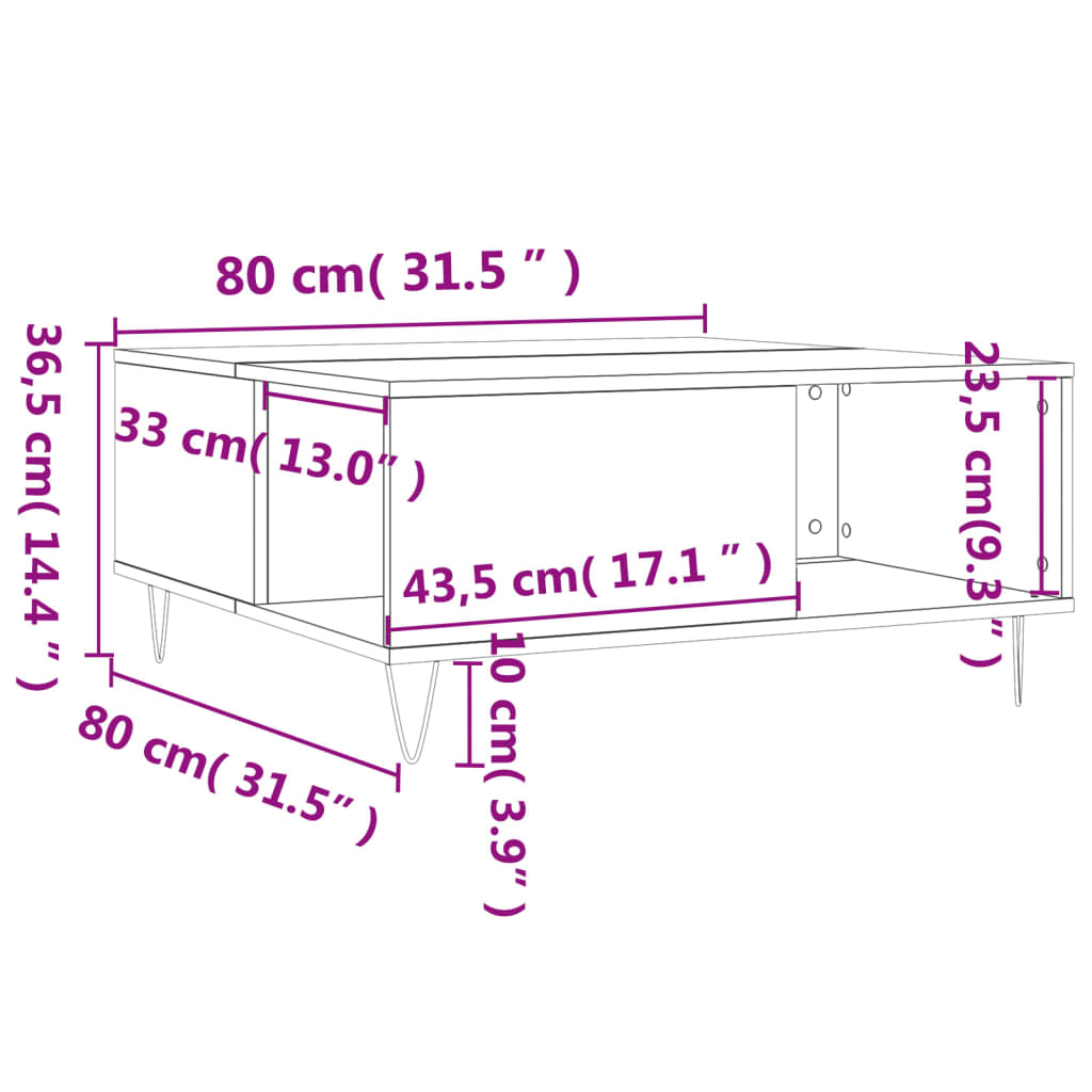 Coffee Table Concrete Grey 80x80x36.5 cm Engineered Wood