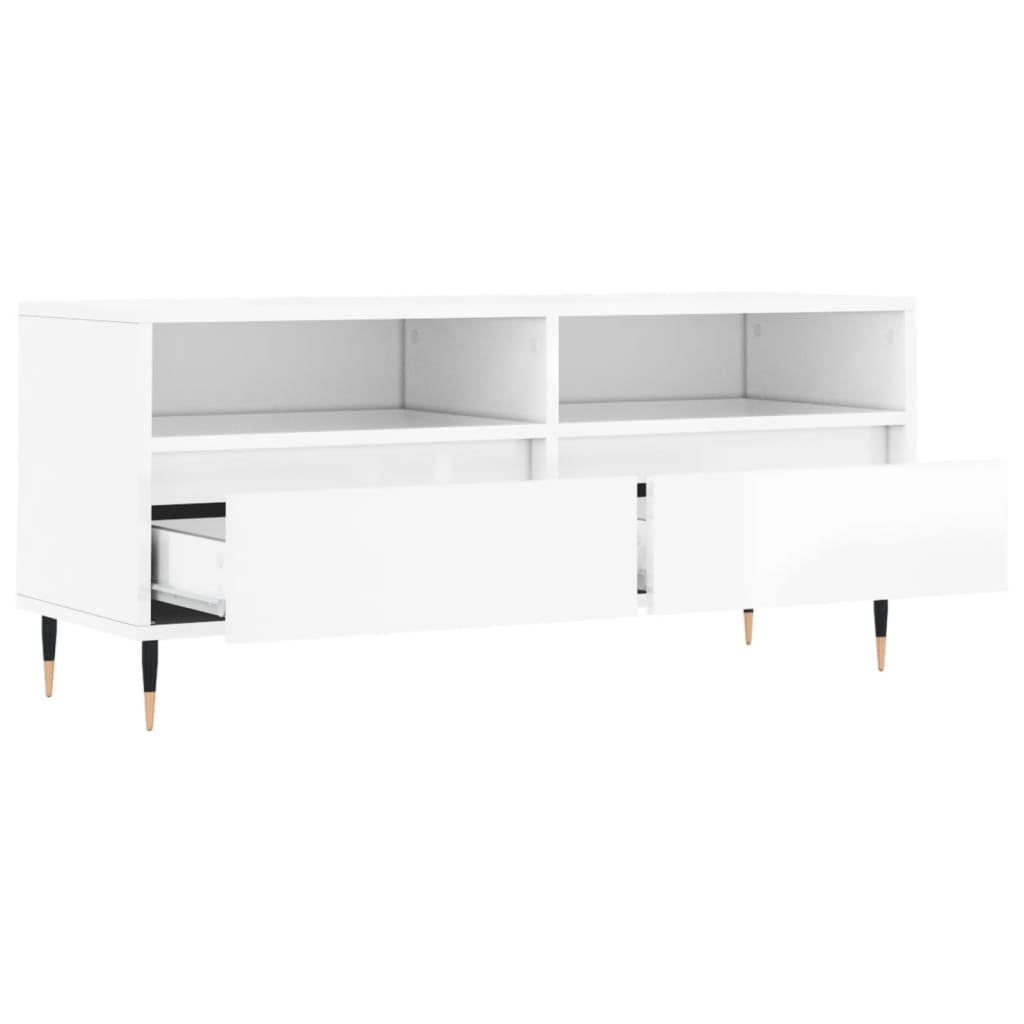 TV Cabinet High Gloss White 100x34.5x44.5 cm Engineered Wood