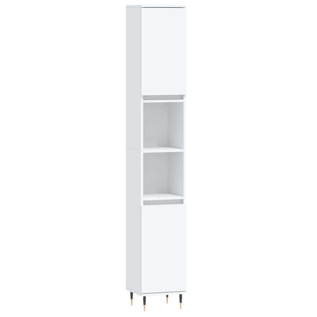White Engineered Wood Bathroom Cabinet - 30x30x190 cm