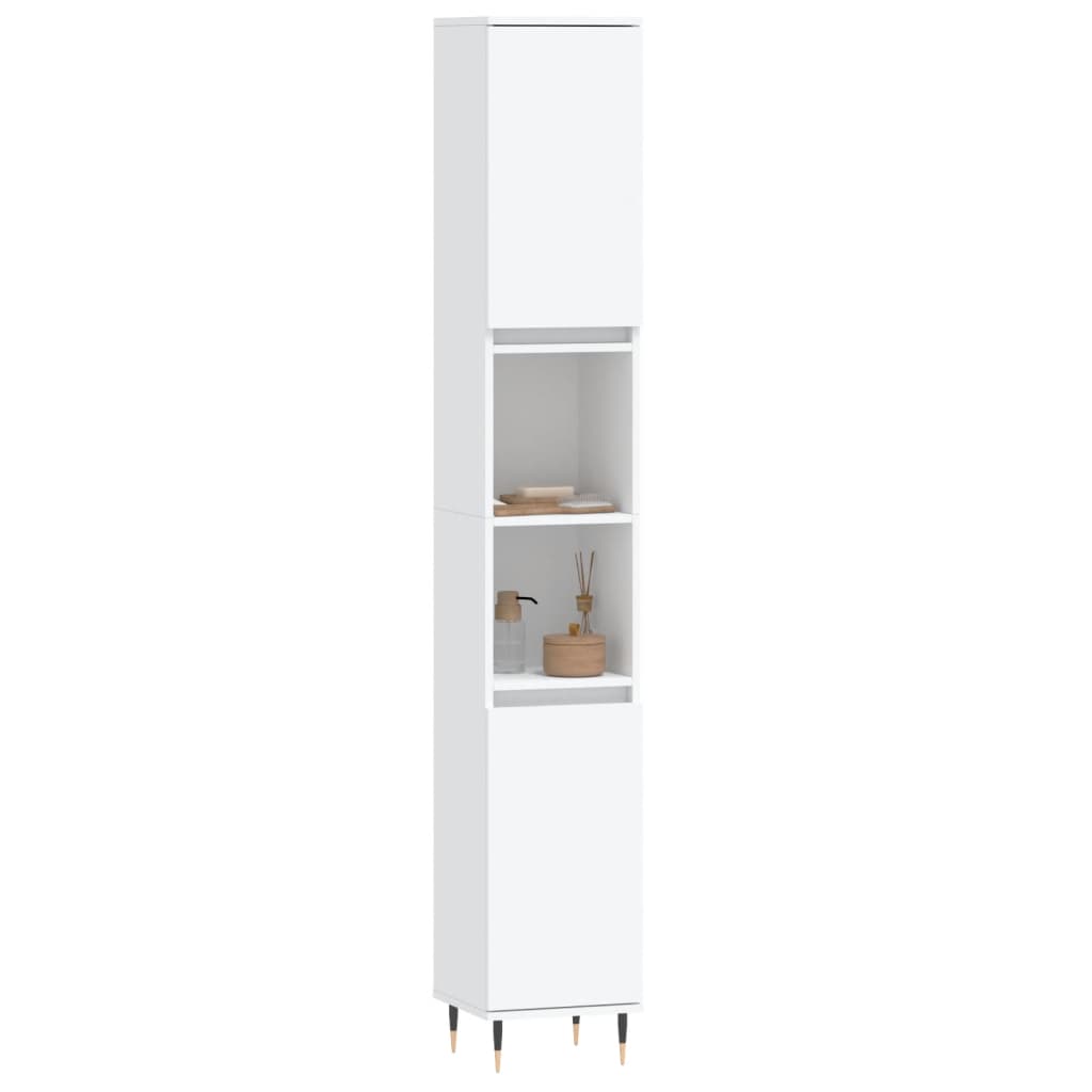 White Engineered Wood Bathroom Cabinet - 30x30x190 cm