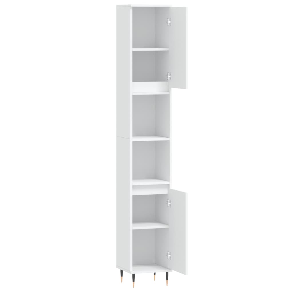 White Engineered Wood Bathroom Cabinet - 30x30x190 cm