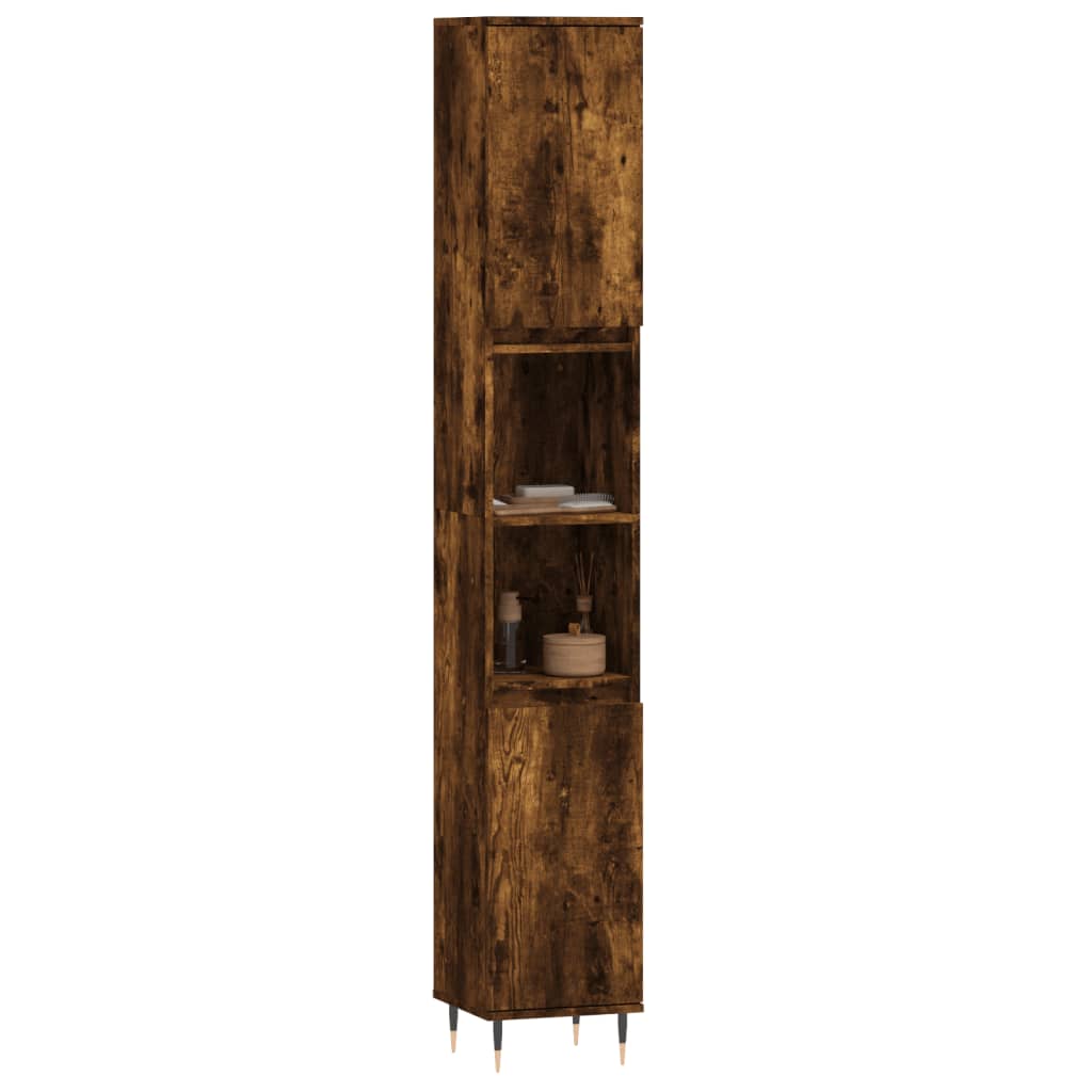 Smoked Oak Bathroom Cabinet - Engineered Wood 30x30x190 cm