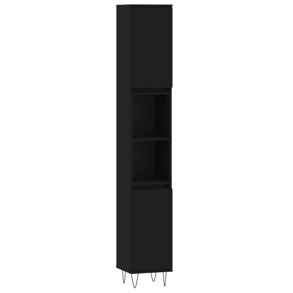 Black Engineered Wood Bathroom Cabinet 30x30x190cm
