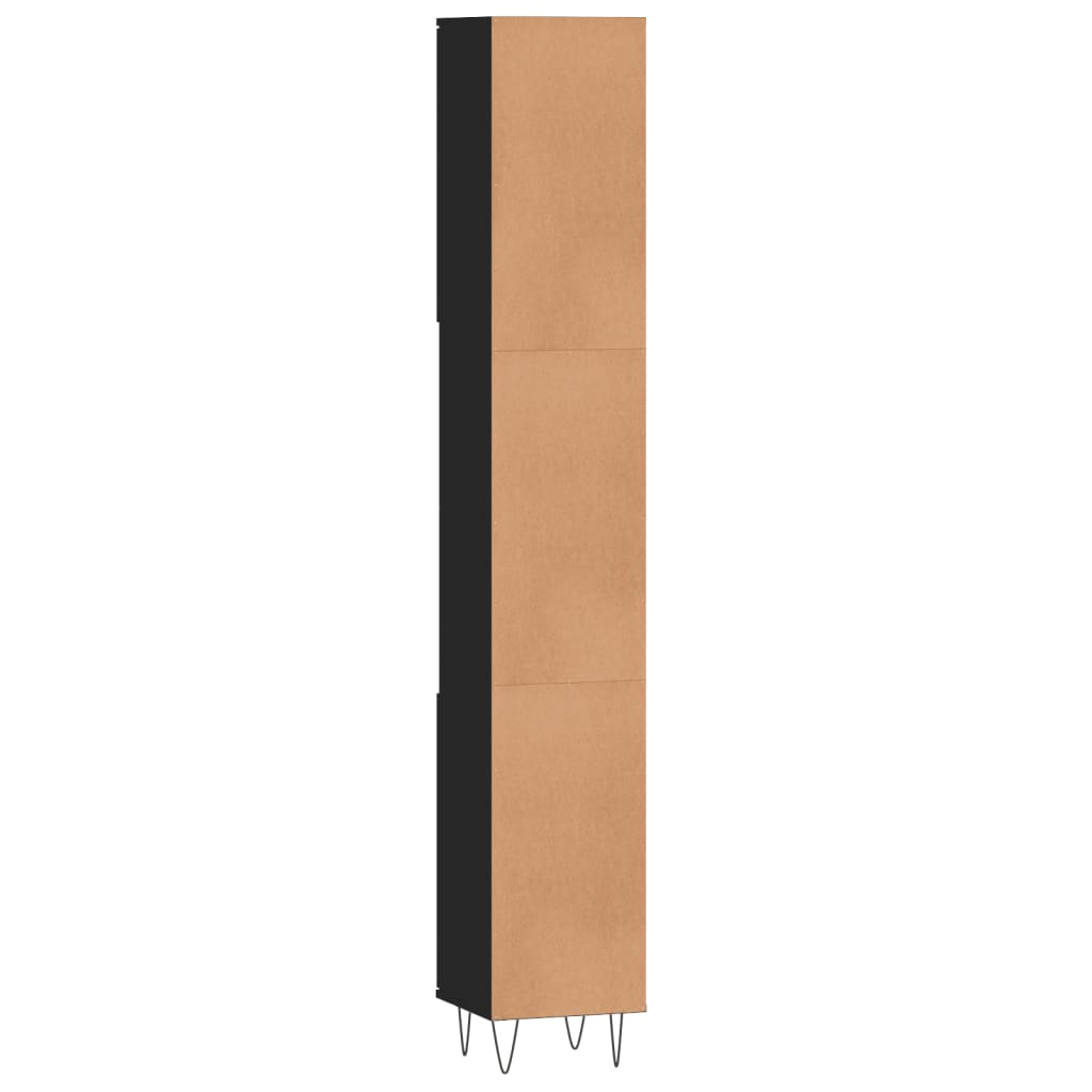 Black Engineered Wood Bathroom Cabinet 30x30x190cm
