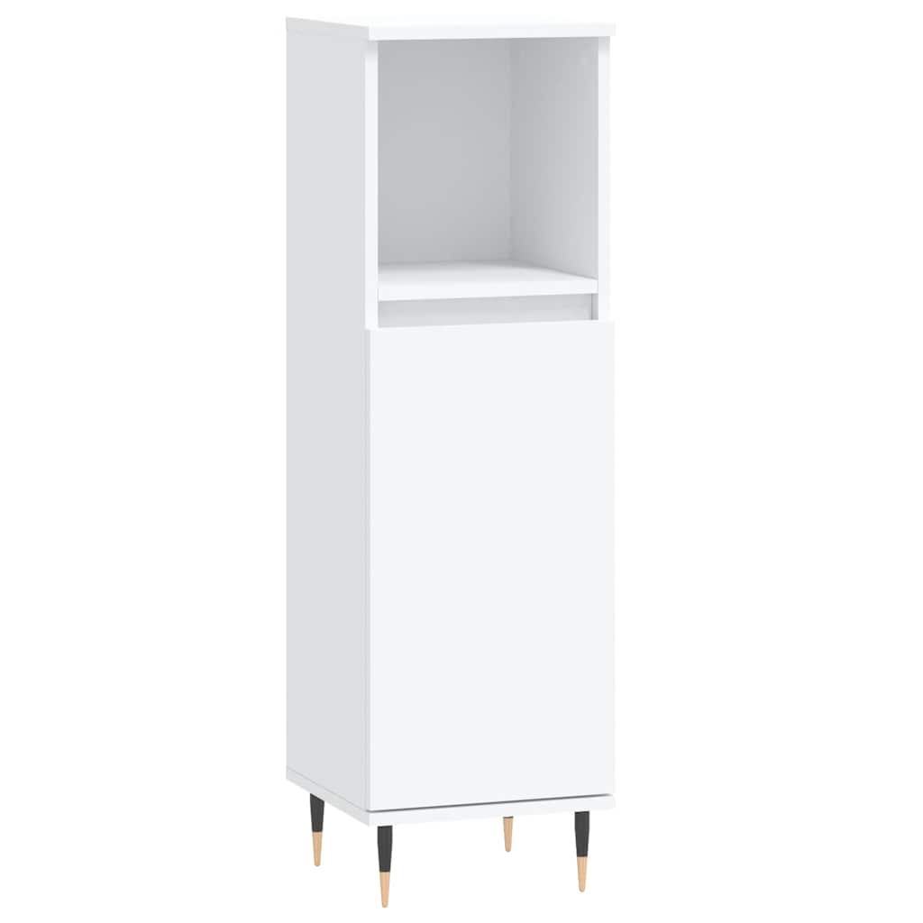 White Engineered Wood Bathroom Cabinet - 30x30x100 cm