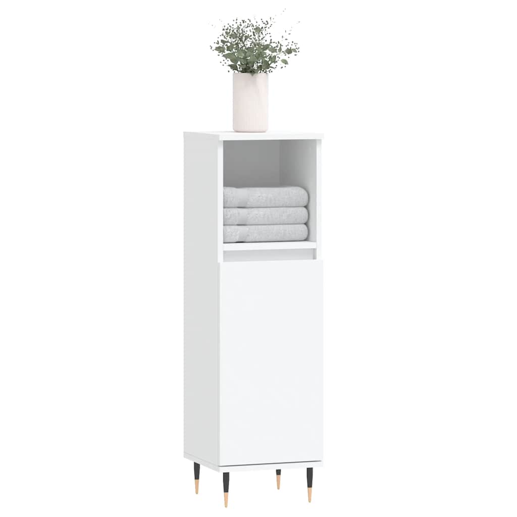 White Engineered Wood Bathroom Cabinet - 30x30x100 cm