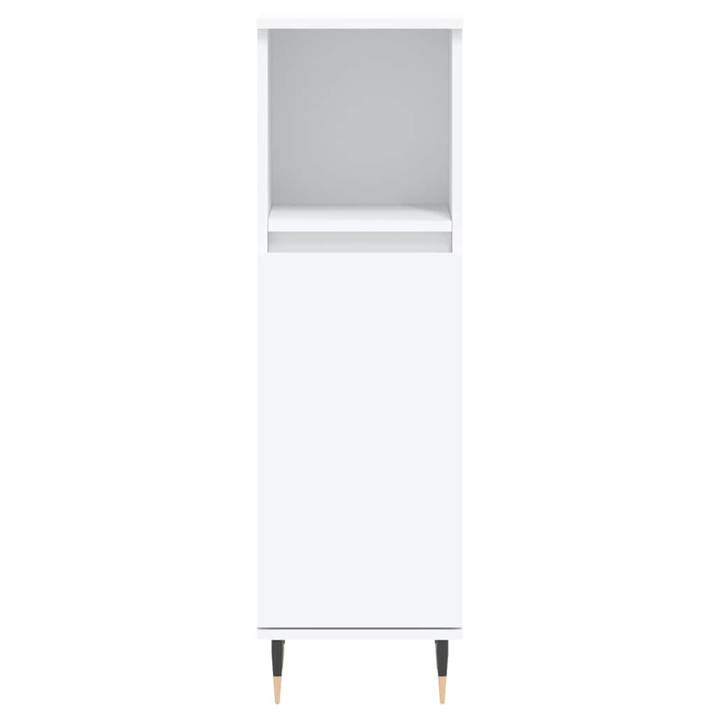 White Engineered Wood Bathroom Cabinet - 30x30x100 cm