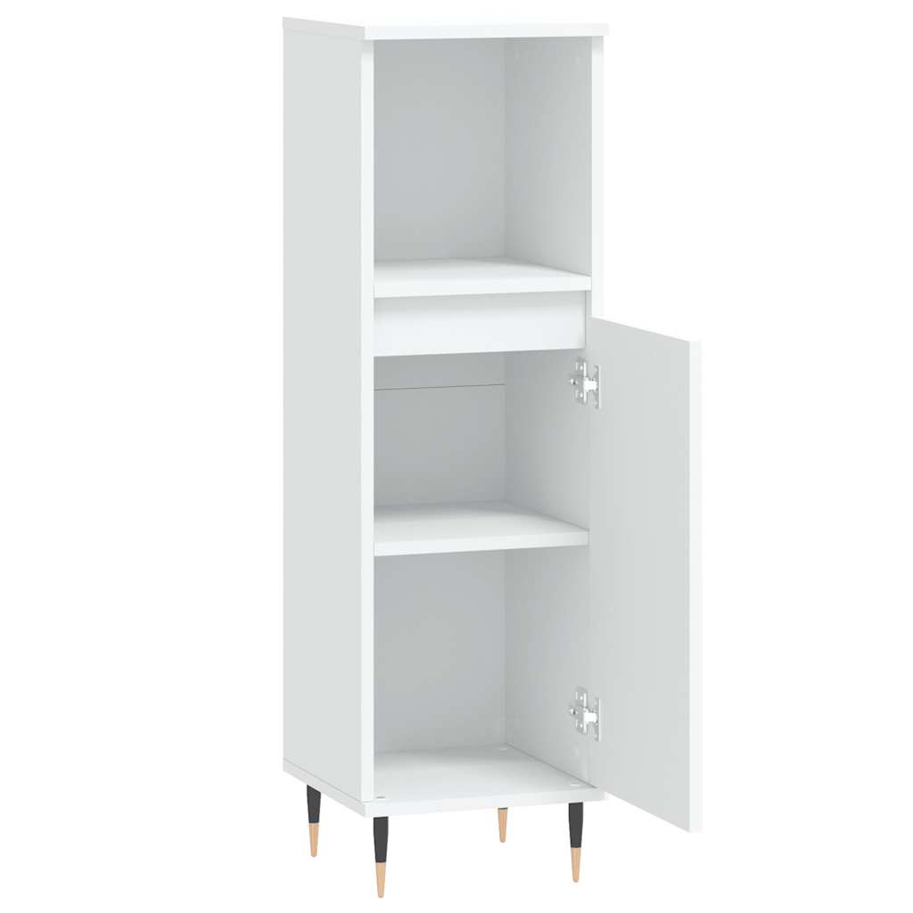 White Engineered Wood Bathroom Cabinet - 30x30x100 cm