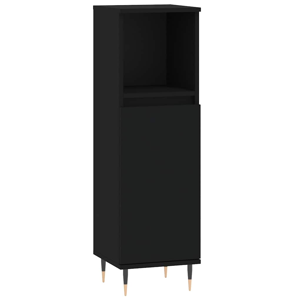 Black Engineered Wood Bathroom Cabinet, 30x30x100 cm