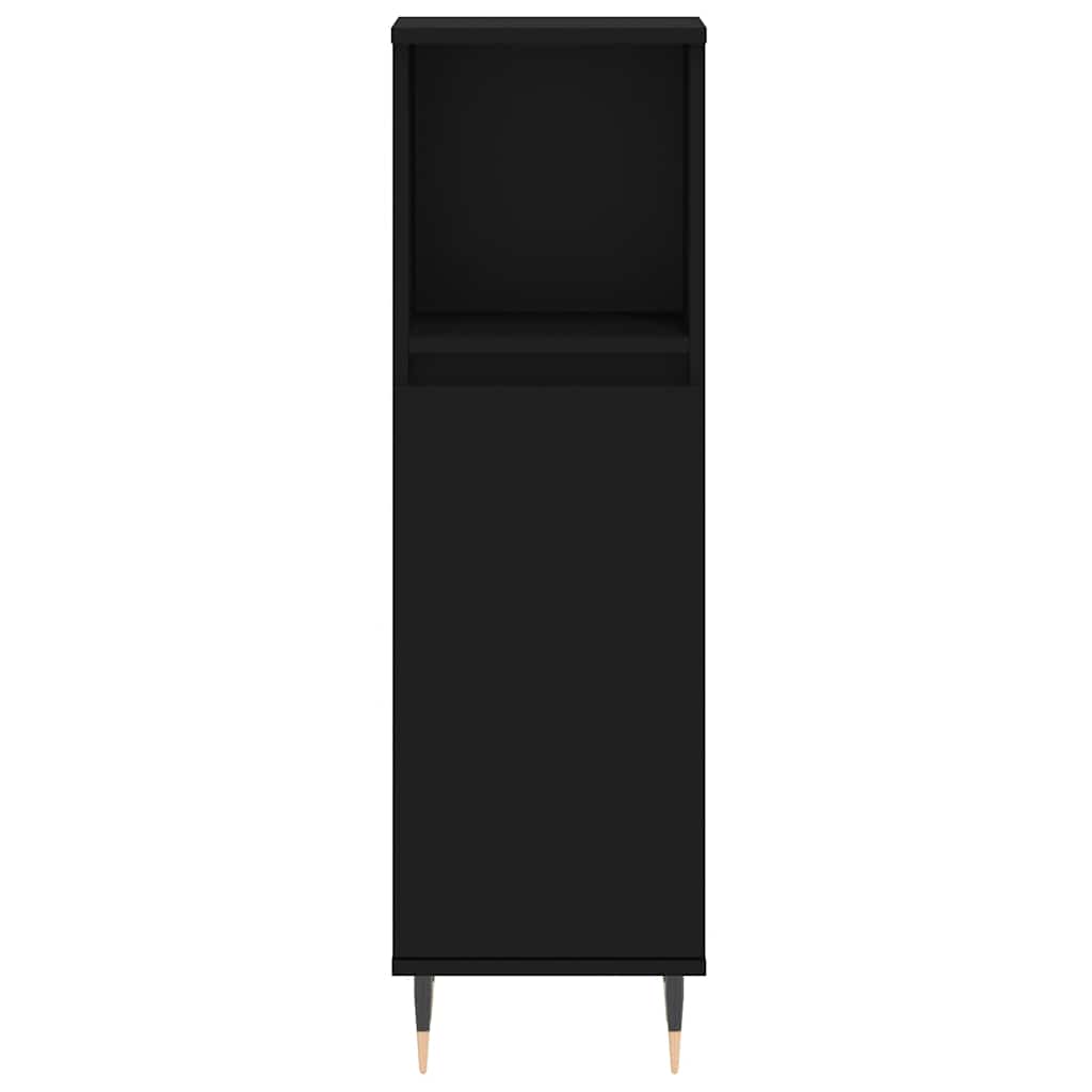 Black Engineered Wood Bathroom Cabinet, 30x30x100 cm