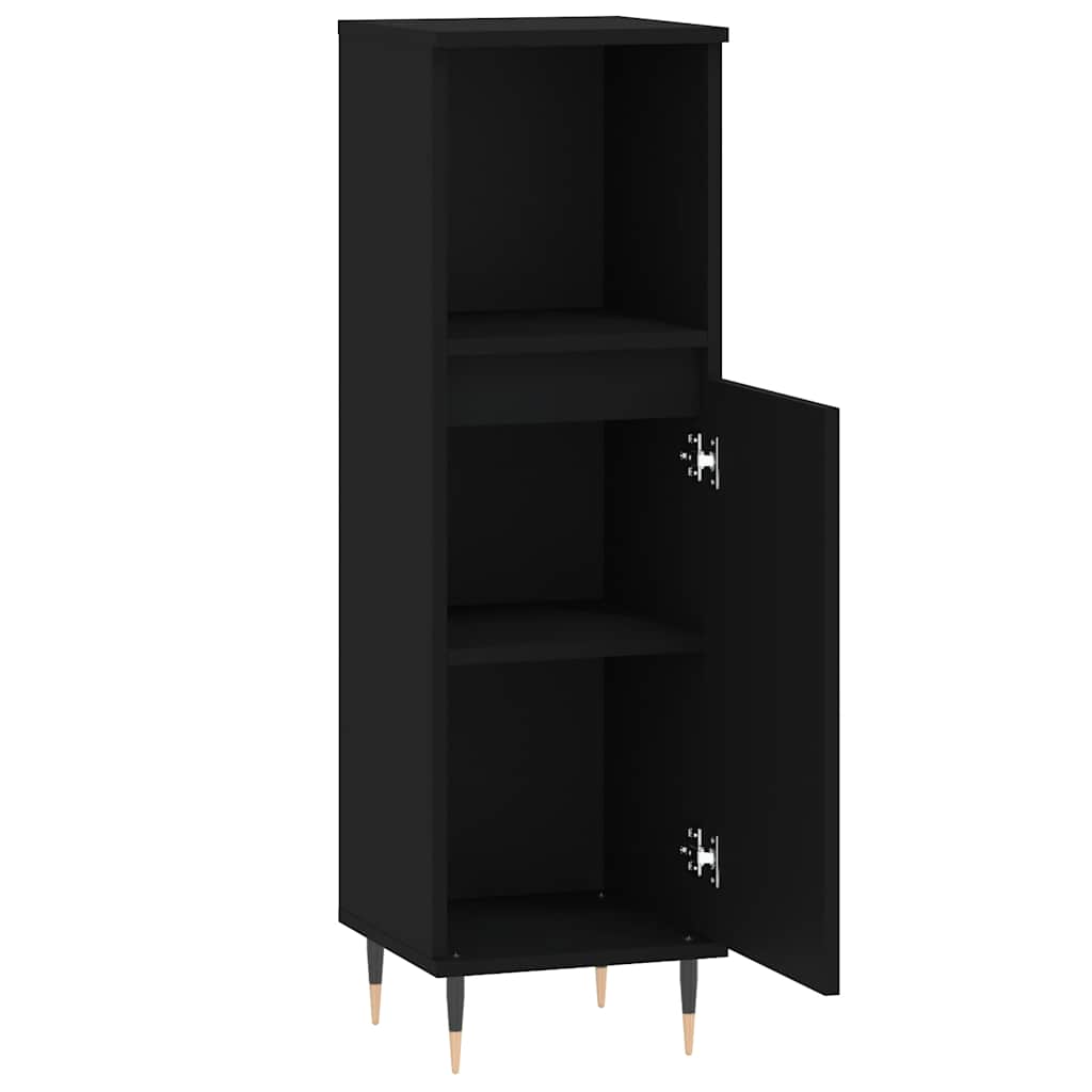 Black Engineered Wood Bathroom Cabinet, 30x30x100 cm