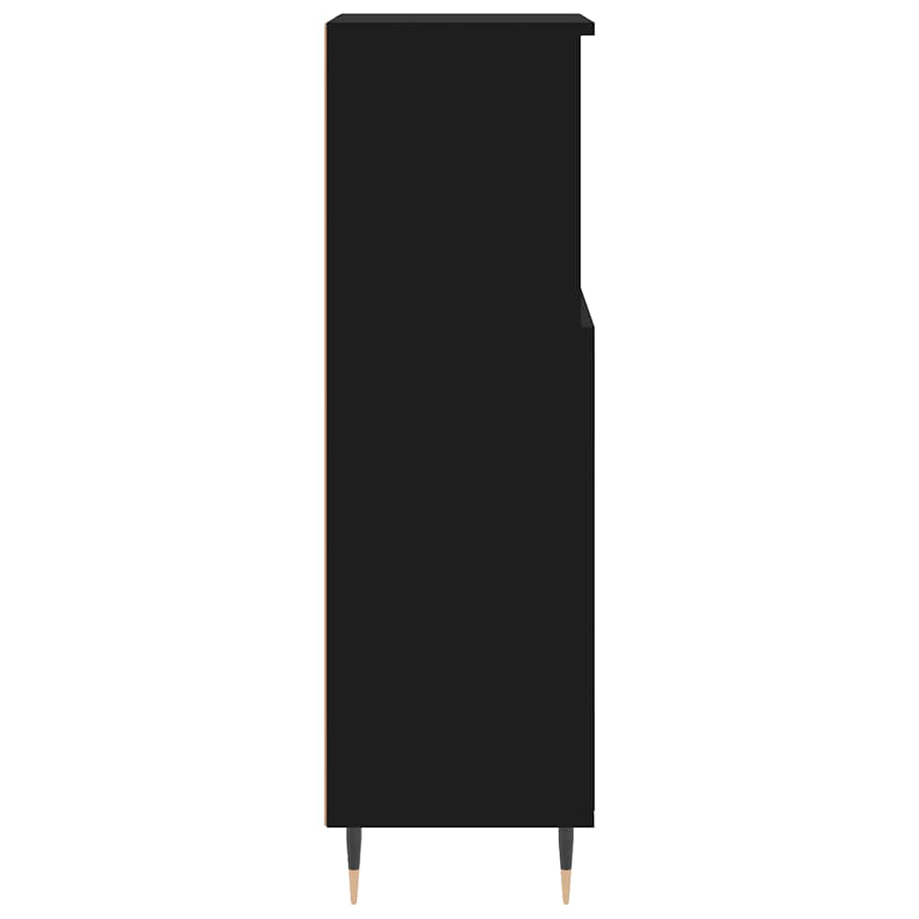 Black Engineered Wood Bathroom Cabinet, 30x30x100 cm