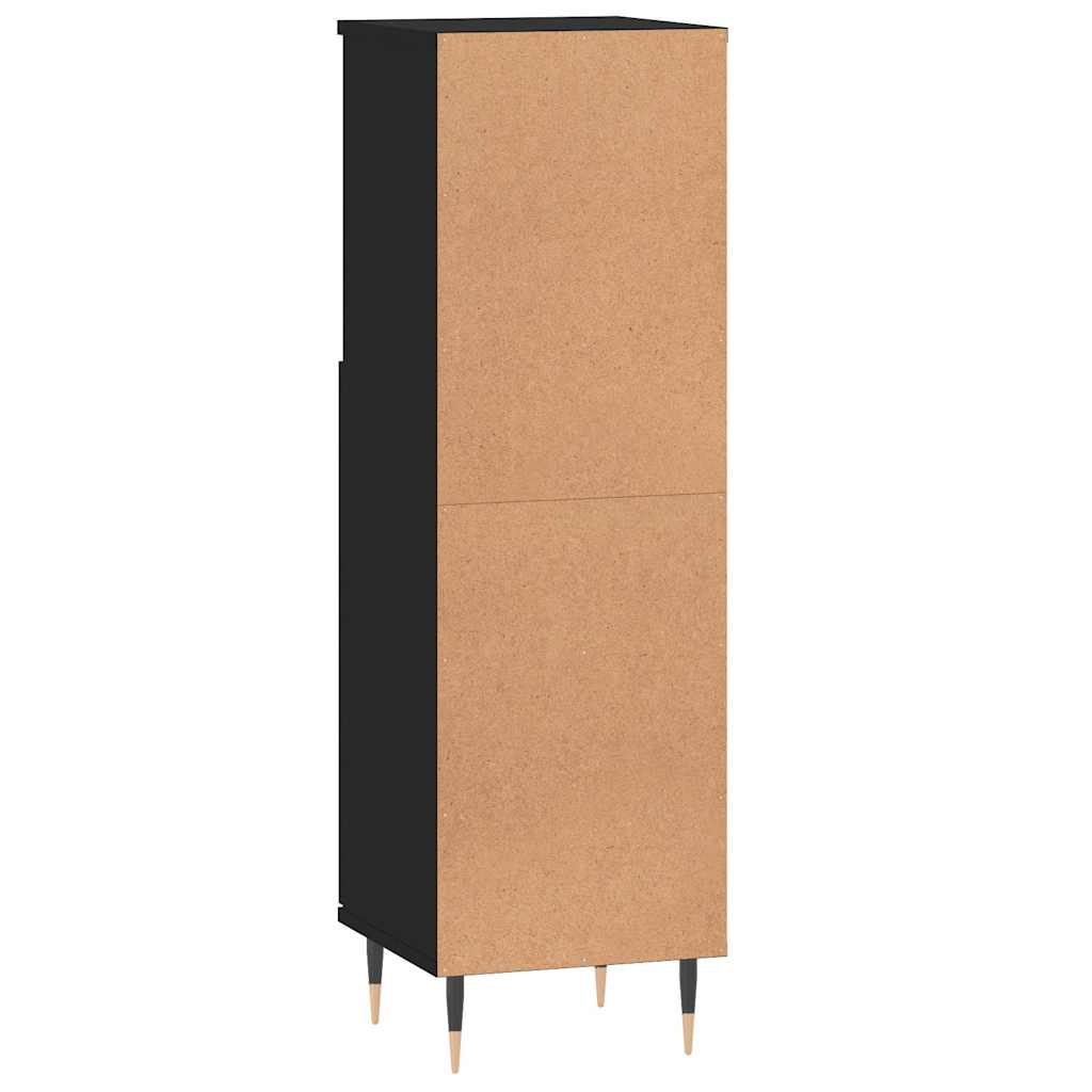 Black Engineered Wood Bathroom Cabinet, 30x30x100 cm