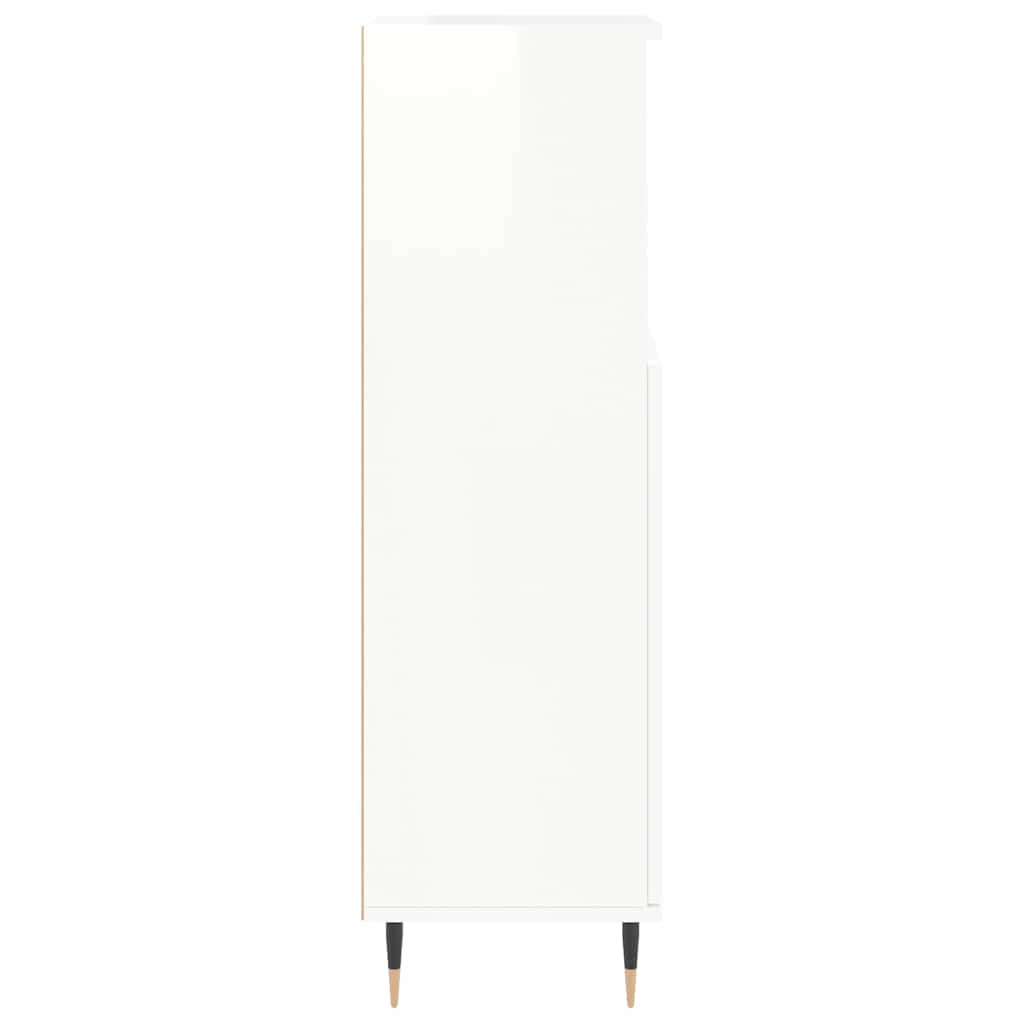 High Gloss White Bathroom Cabinet - Engineered Wood, 30x30x100 cm