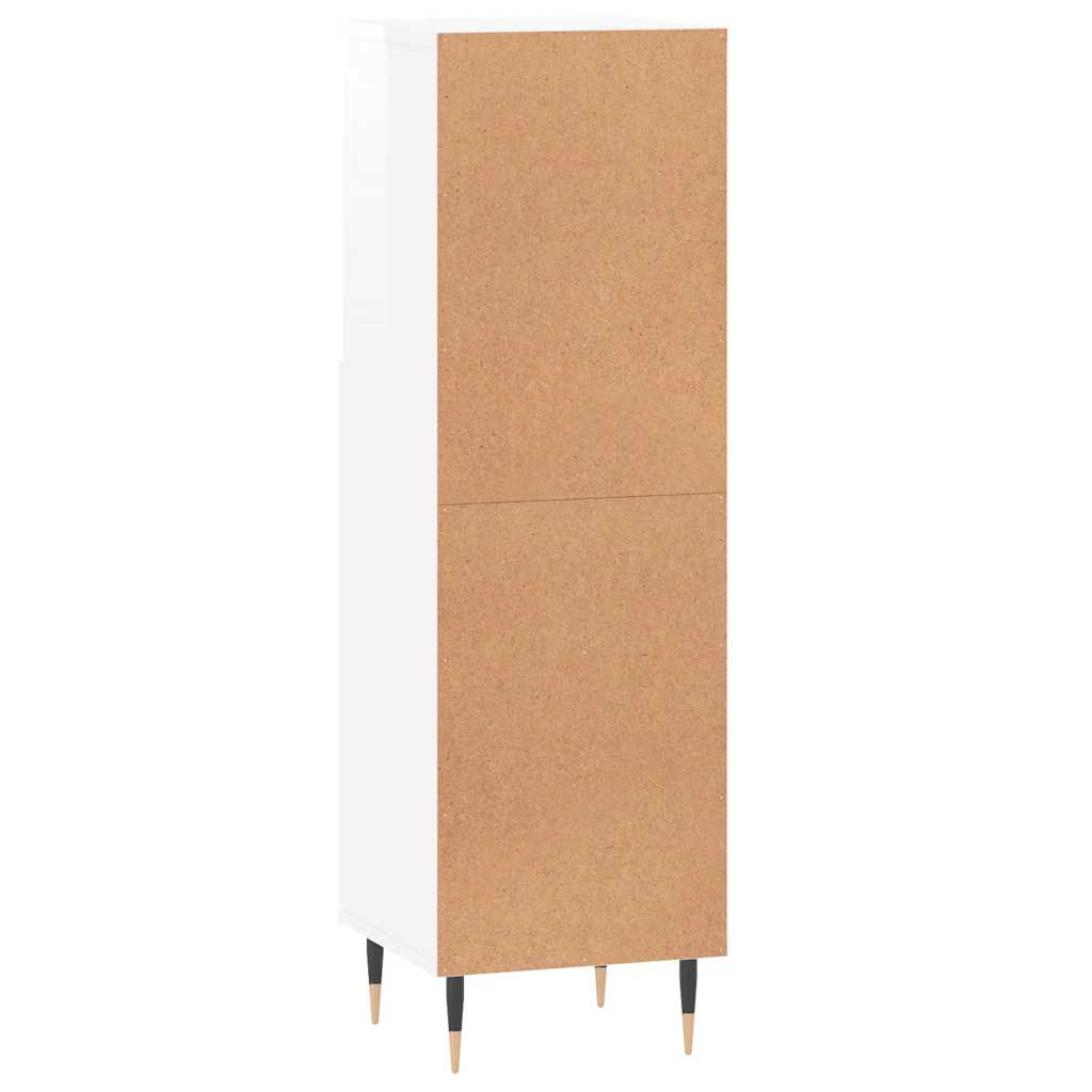 High Gloss White Bathroom Cabinet - Engineered Wood, 30x30x100 cm