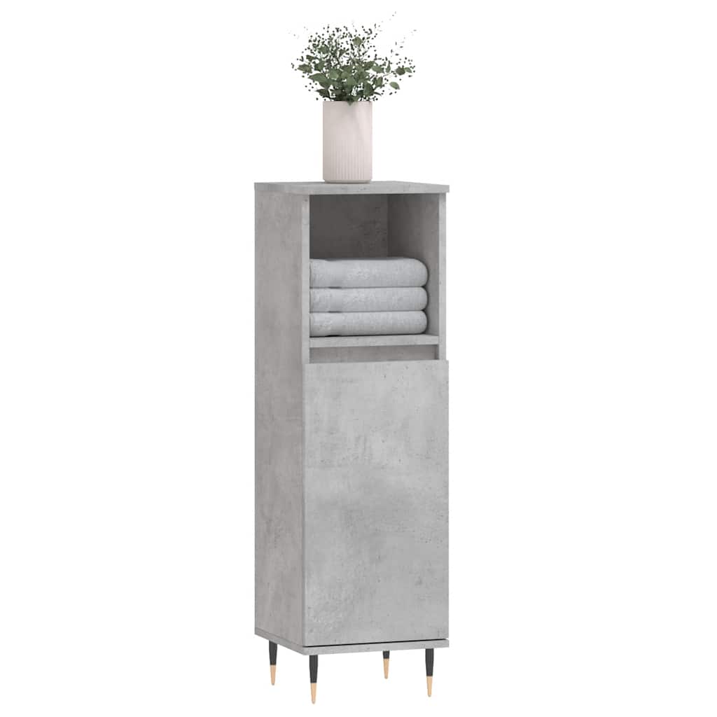 Concrete Grey Bathroom Cabinet | Engineered Wood 30x30x100 cm