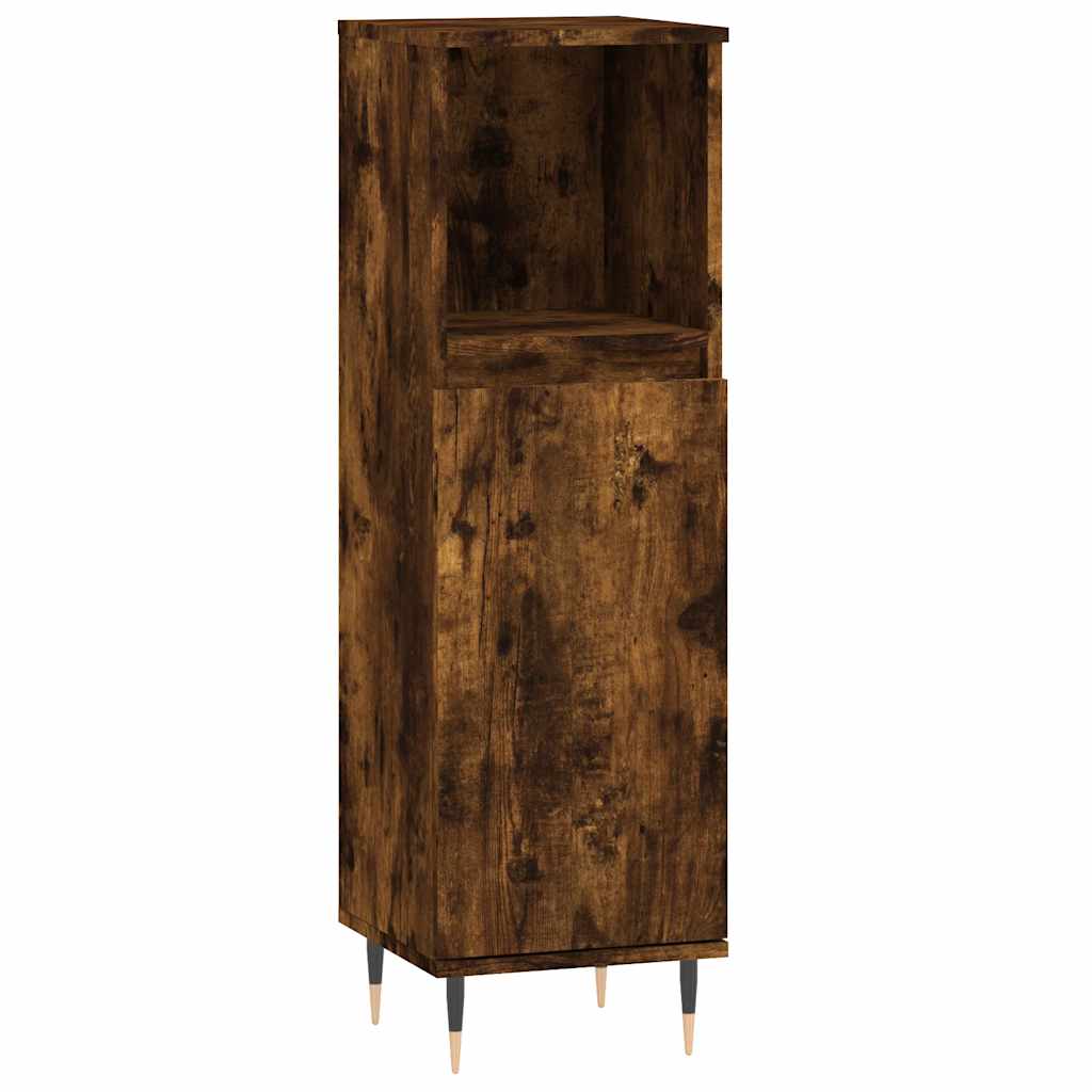 Smoked Oak Bathroom Cabinet - Engineered Wood 30x30x100cm