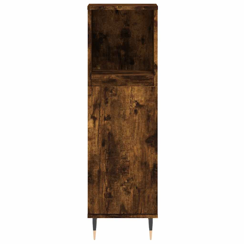 Smoked Oak Bathroom Cabinet - Engineered Wood 30x30x100cm