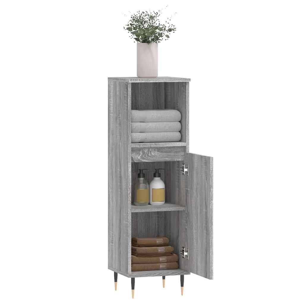 Sonoma Grey Bathroom Cabinet | 30x30x100 cm | Engineered Wood