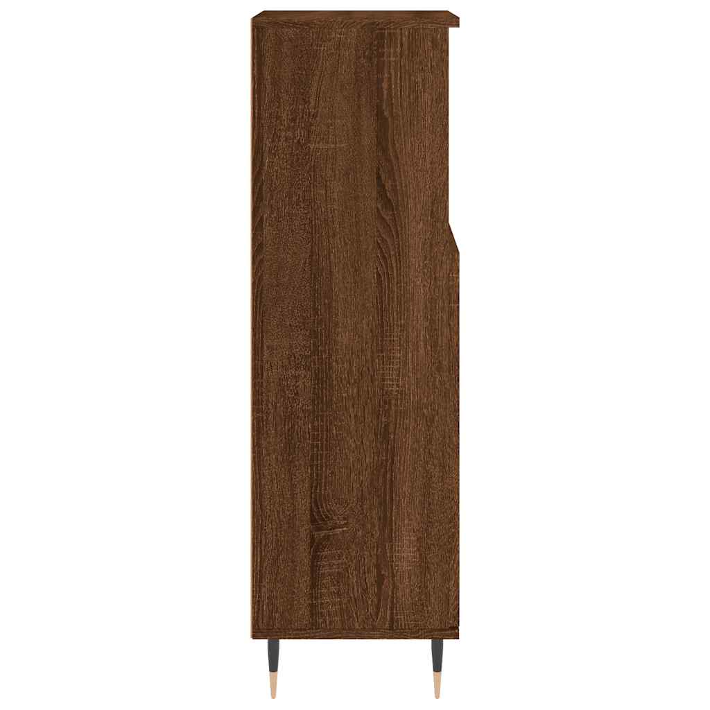Brown Oak Bathroom Cabinet - Engineered Wood, 30x30x100 cm
