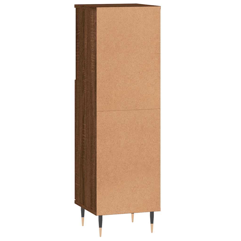 Brown Oak Bathroom Cabinet - Engineered Wood, 30x30x100 cm