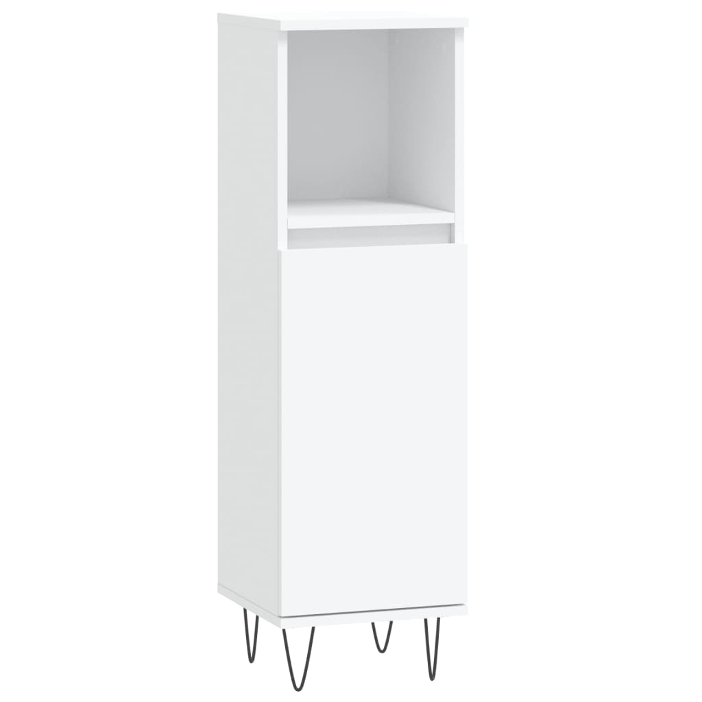White Engineered Wood Bathroom Cabinet 30x30x100 cm
