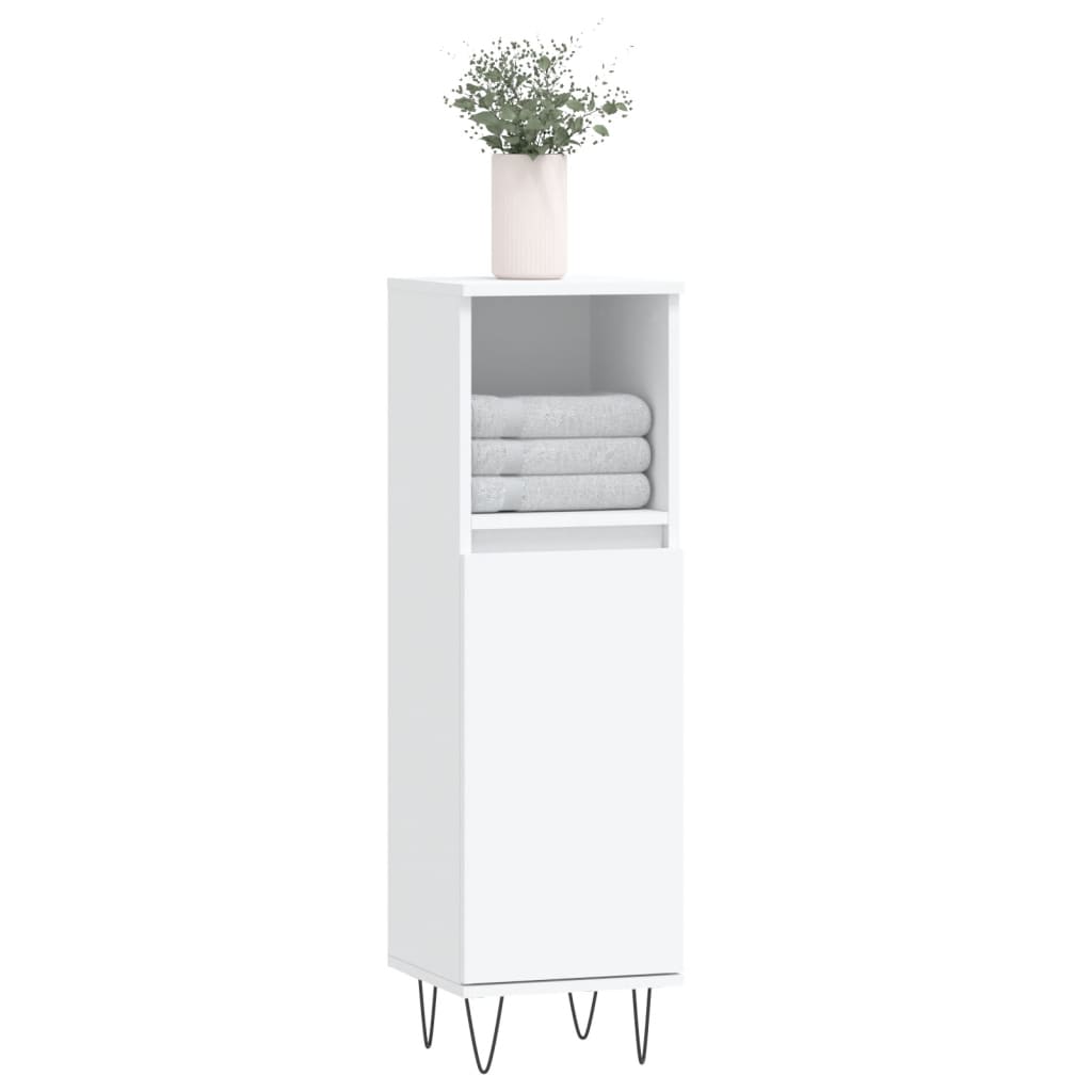 White Engineered Wood Bathroom Cabinet 30x30x100 cm