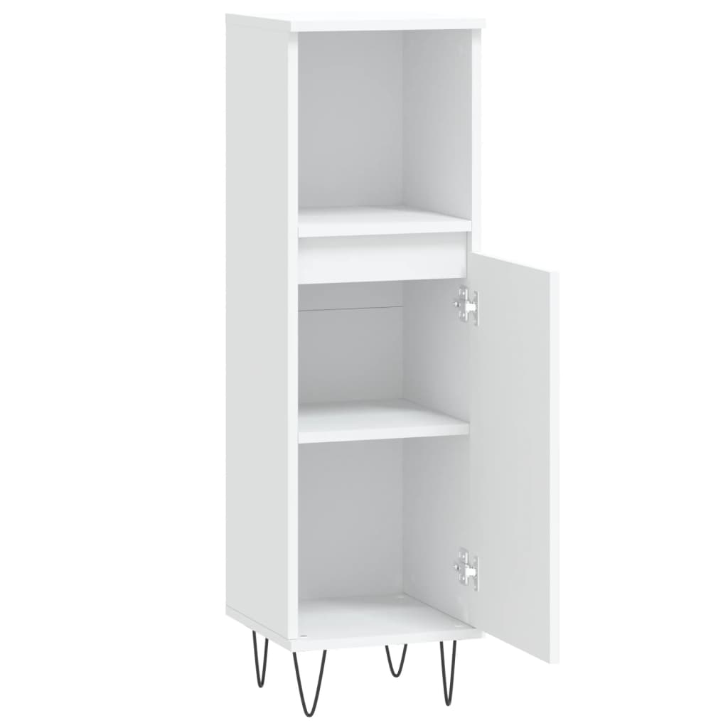 White Engineered Wood Bathroom Cabinet 30x30x100 cm