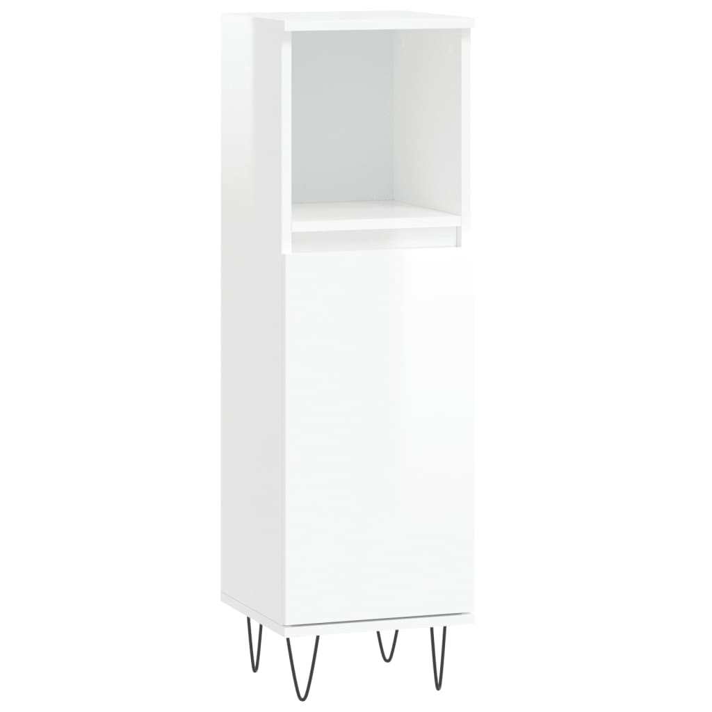 High Gloss White Bathroom Cabinet 30x30x100cm Engineered Wood
