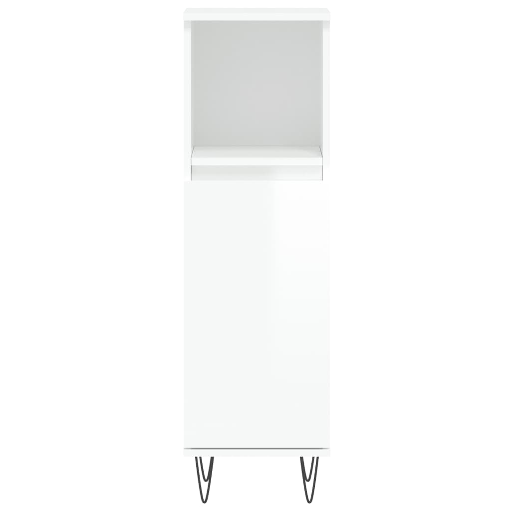 High Gloss White Bathroom Cabinet 30x30x100cm Engineered Wood