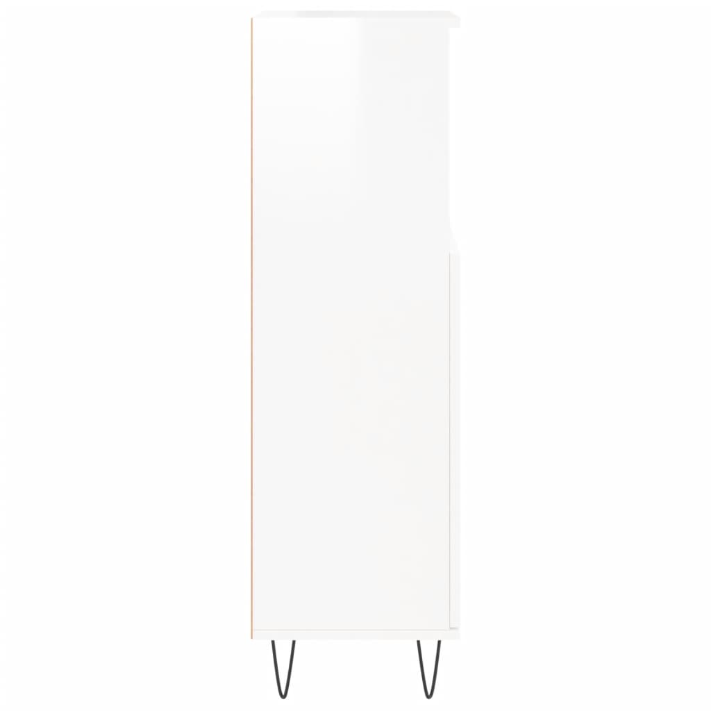 High Gloss White Bathroom Cabinet 30x30x100cm Engineered Wood