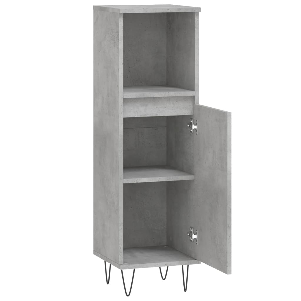 Concrete Grey Bathroom Cabinet | 30x30x100 cm | Engineered Wood