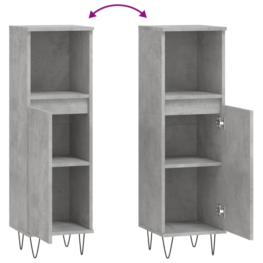 Concrete Grey Bathroom Cabinet | 30x30x100 cm | Engineered Wood