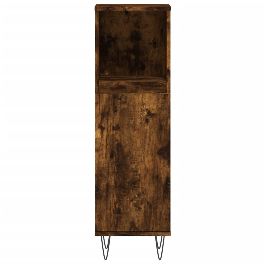 Smoked Oak Bathroom Cabinet - Engineered Wood, 30x30x100 cm