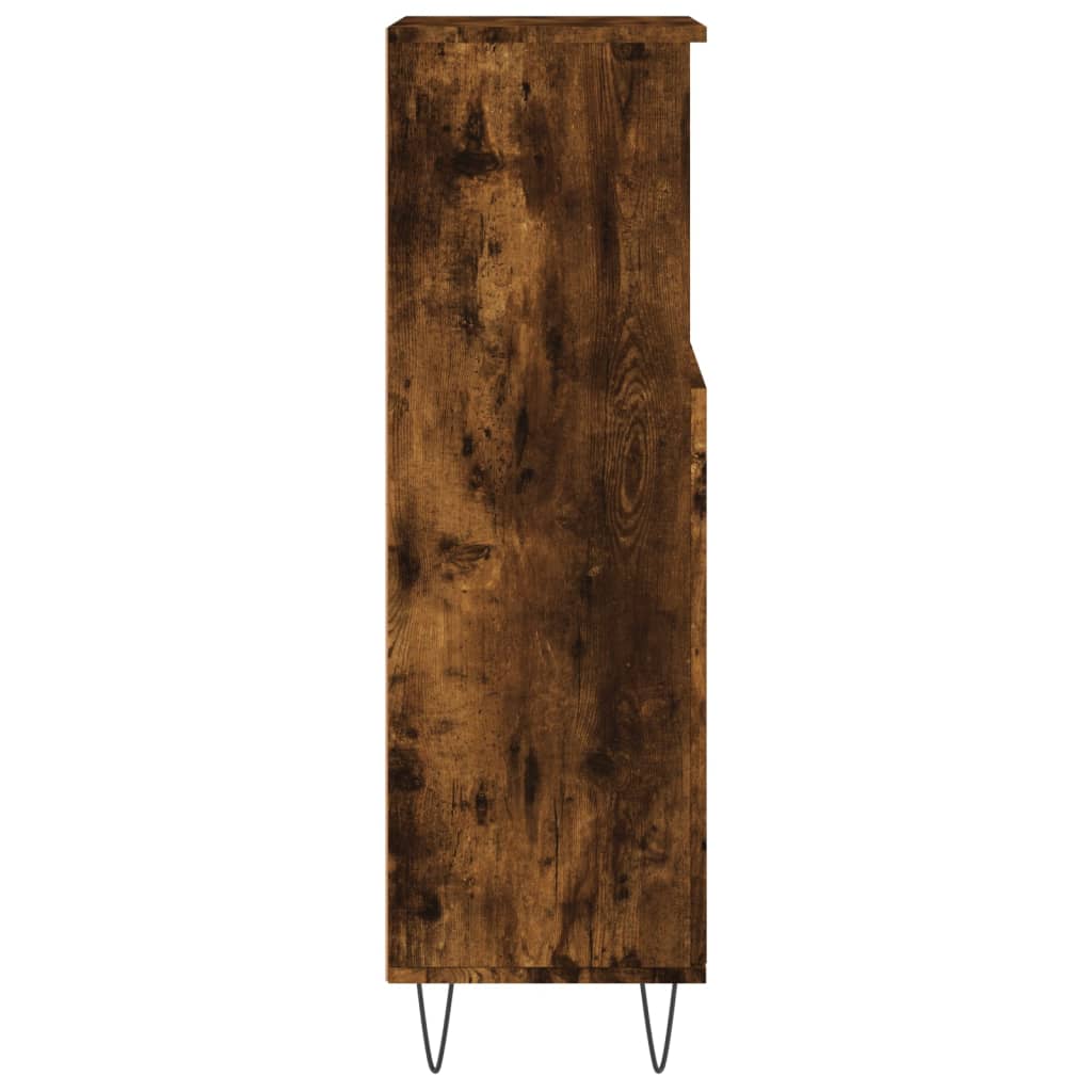 Smoked Oak Bathroom Cabinet - Engineered Wood, 30x30x100 cm