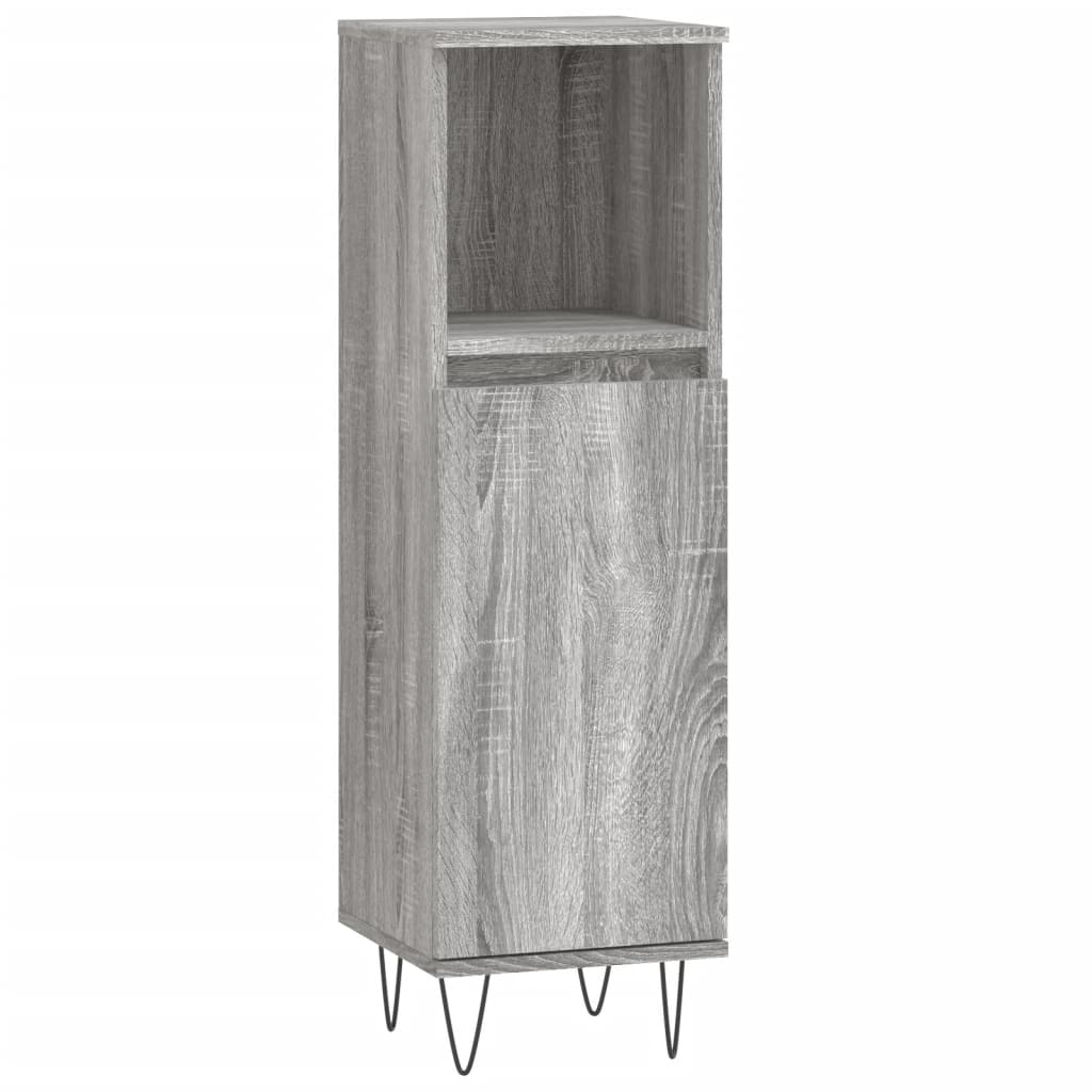 Grey Sonoma Bathroom Cabinet - 30x30x100 cm Engineered Wood
