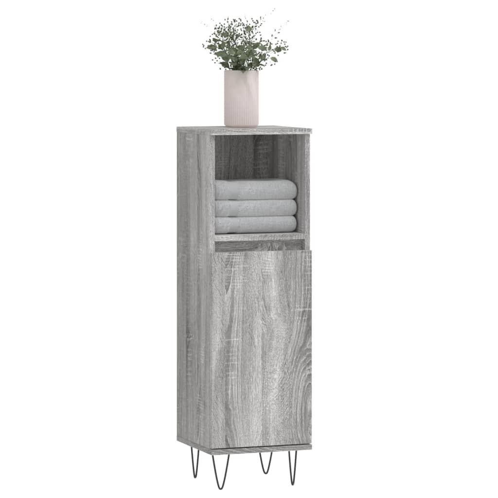 Grey Sonoma Bathroom Cabinet - 30x30x100 cm Engineered Wood