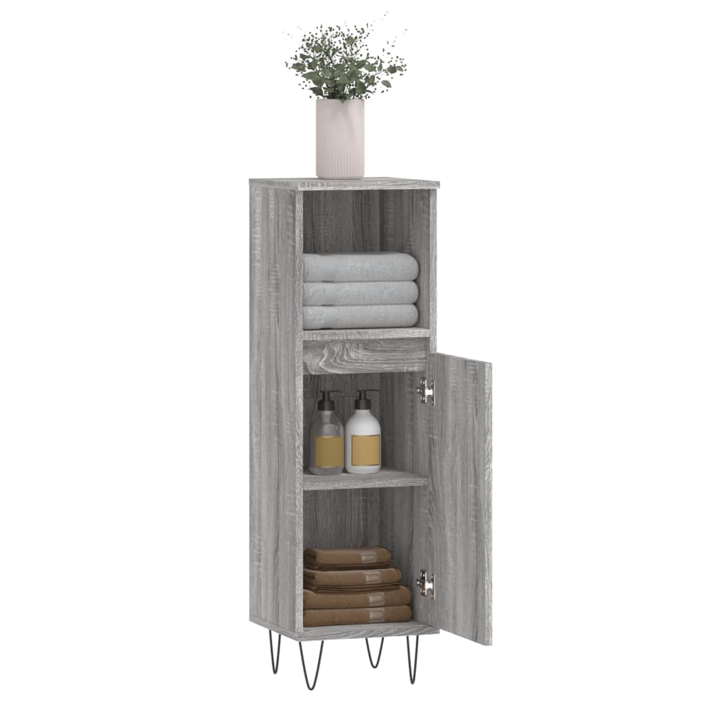 Grey Sonoma Bathroom Cabinet - 30x30x100 cm Engineered Wood