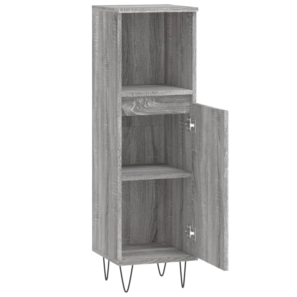 Grey Sonoma Bathroom Cabinet - 30x30x100 cm Engineered Wood